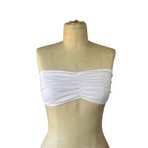 Los Angeles Apparel Garment Dye Ruched Tuba Bra in White
